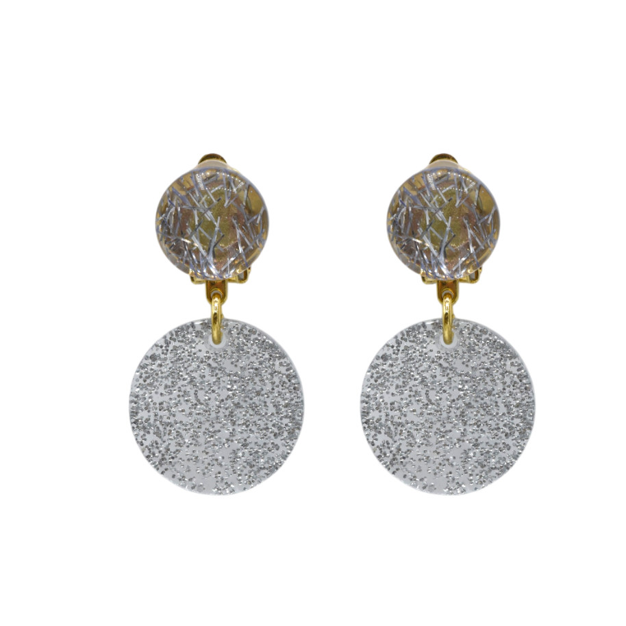 Cristallin XS – Boucles d'oreilles résine argenté – Francine Bramli