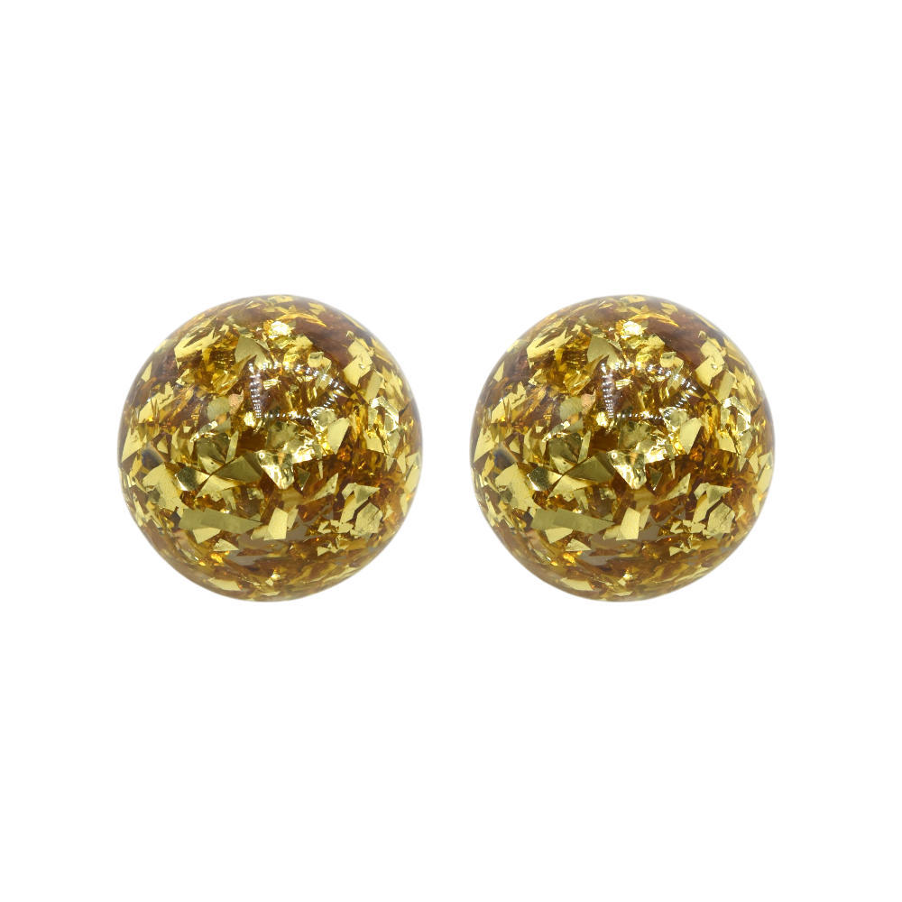Rainball XL – Boucles d'oreilles résine doré – Francine Bramli