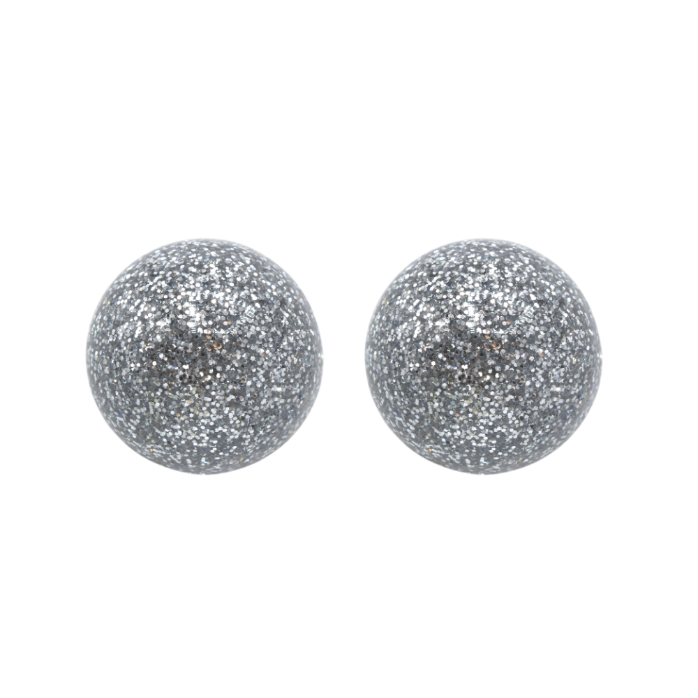 Rainball XL – Boucles d'oreilles résine argenté – Francine Bramli