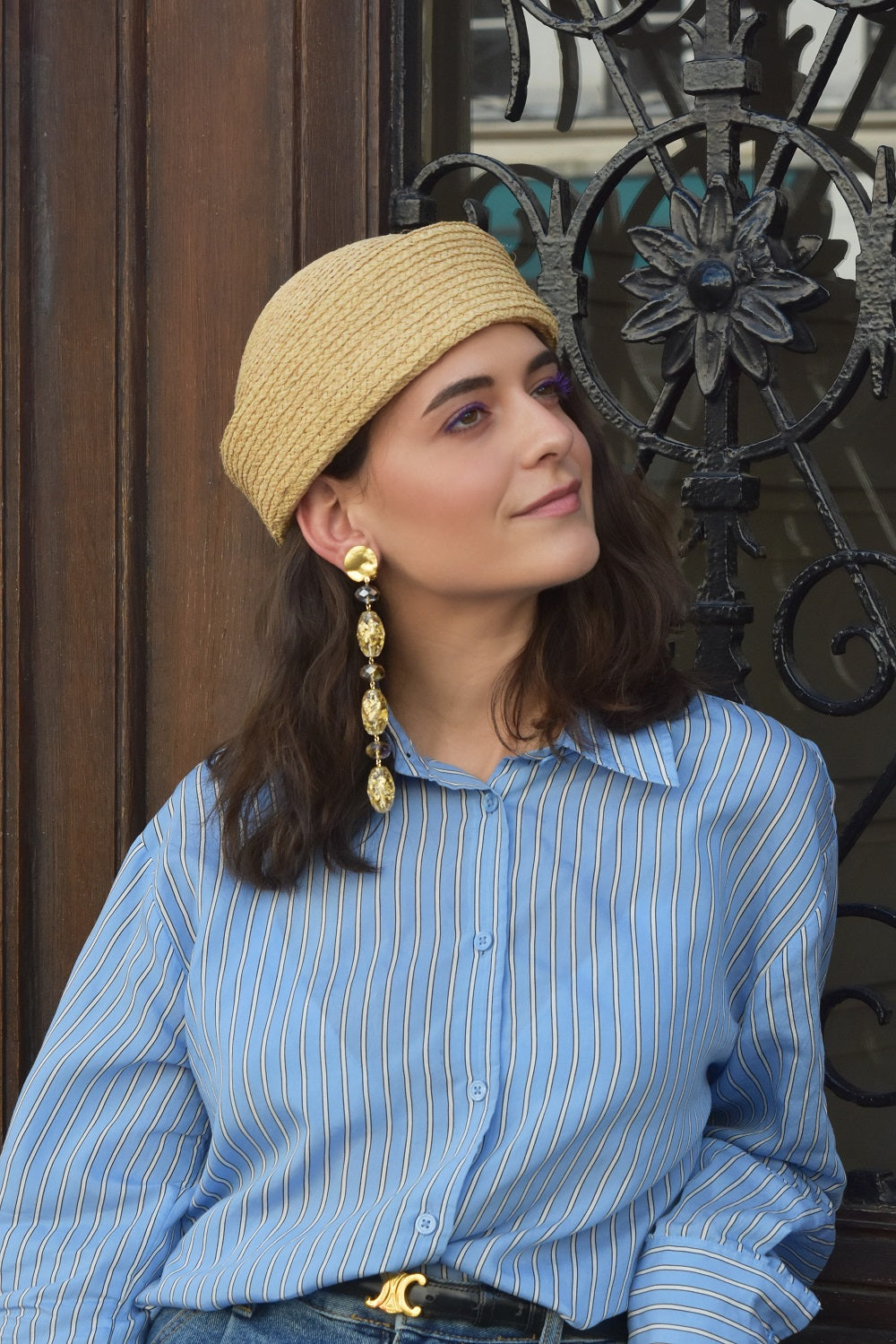 Stellina XL – Boucles d'oreilles résine doré – Francine Bramli (vue 2)